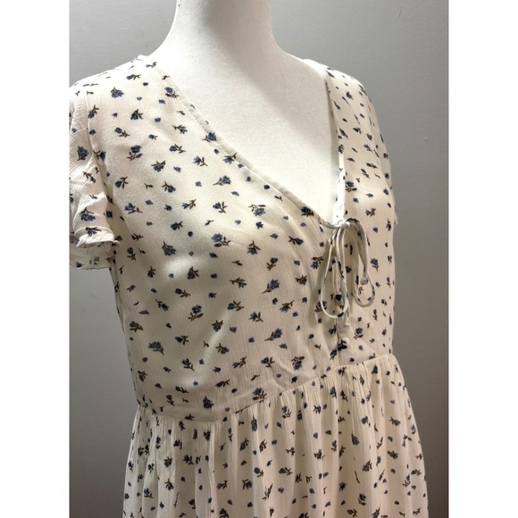 American Eagle Outfitters White Blue Floral Baby Doll Dress Fit Flare Size Small - Picture 5 of 16